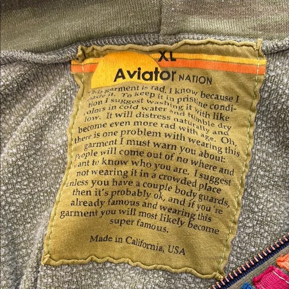 Aviator Nation 5 Stripe Camo Zip Hoodie Sweatshirt Green size XL - Picture 7 of 10